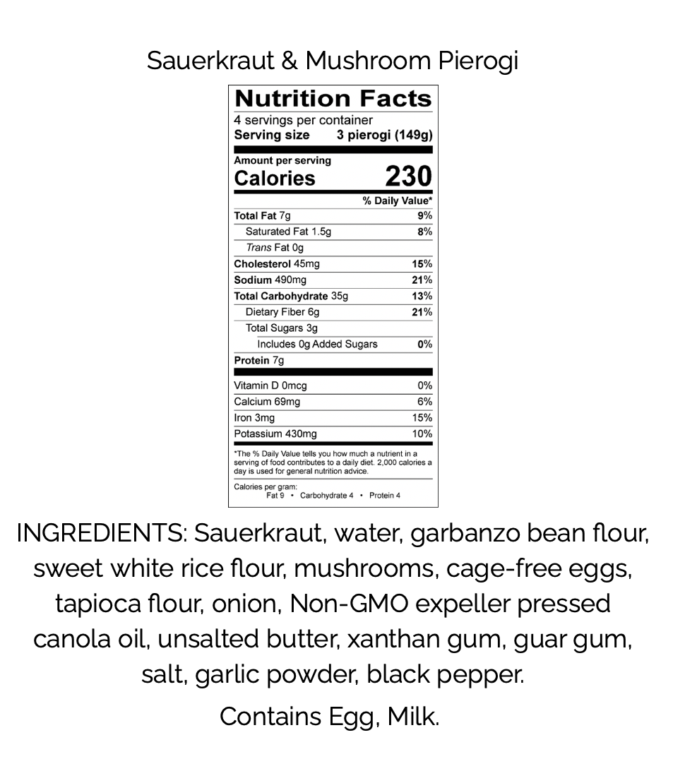 Old World Gluten-Free Sauerkraut & Mushroom Pierogi